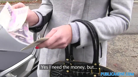 Desperate cougar blonde agrees to fuck for cash