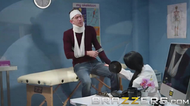 Nylons wearing brunette Ania Kinski fucks her patient