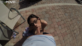 Poolside fuck fest with a nerdy teenage Latina