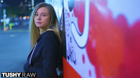 Scrawny young girl begging for a cock in her ass