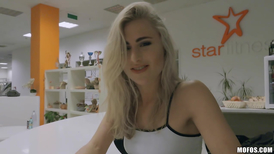 Racy receptionist chick gets fucked at the gym