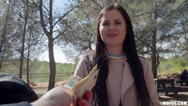 Pasty brunette getting fucked at some public park