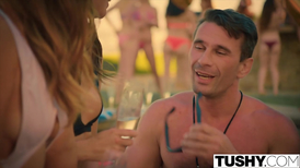 Two perfect girls sharing a moment during an FFM anal session