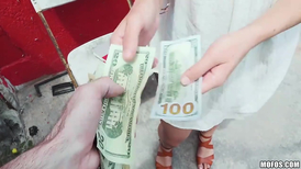 Stunning blonde getting fucked on the street