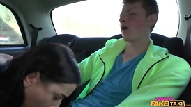 OMG 19 year elderly  nearly shoots a flow in his OWN  - Nymph Fake Taxi