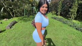 Yoga teacher seduces his school gal outdoors